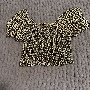 Monteau Black and Cream Patterned Blouse